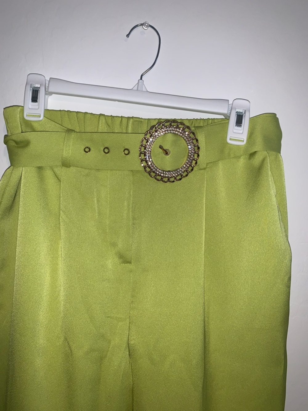 Women's Lime Green Three-Piece Pant Set with Belt - Picture 7 of 13